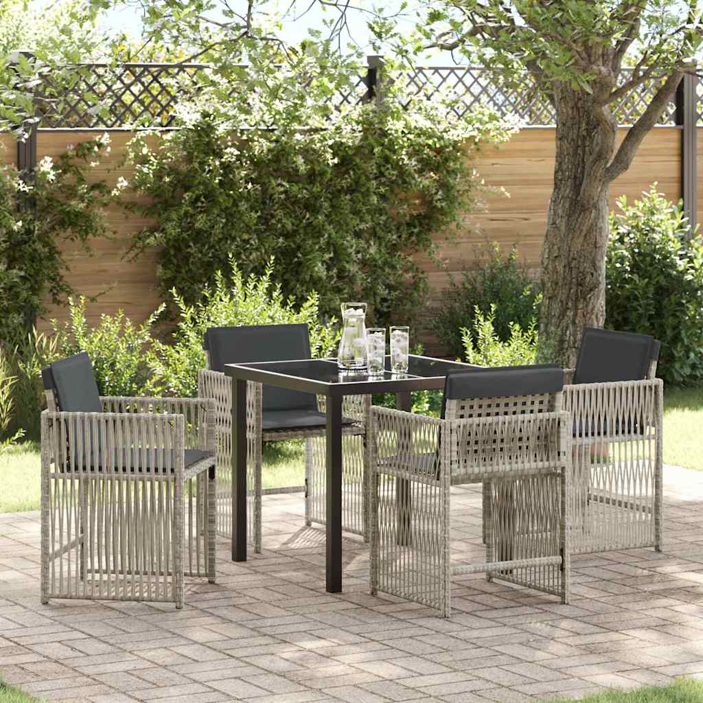 vidaXL Salle à manger de jardin 5 pcs Gris clair Acier enduit de poudre