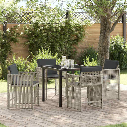 vidaXL Salle à manger de jardin 5 pcs Gris clair Acier enduit de poudre