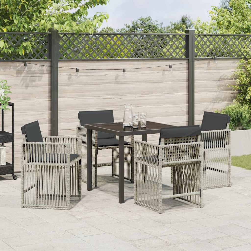 vidaXL Salle à manger de jardin 5 pcs Gris clair Acier enduit de poudre