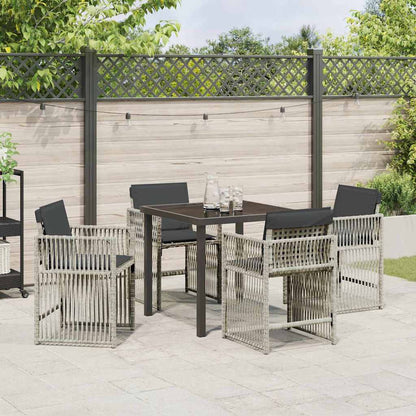 vidaXL Salle à manger de jardin 5 pcs Gris clair Acier enduit de poudre