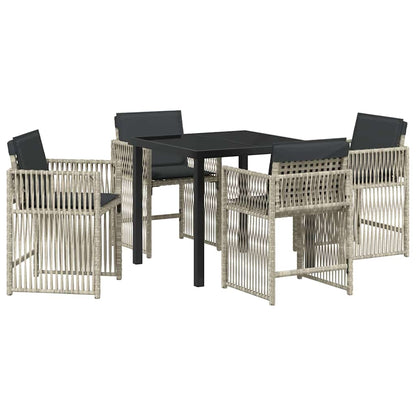 vidaXL Salle à manger de jardin 5 pcs Gris clair Acier enduit de poudre