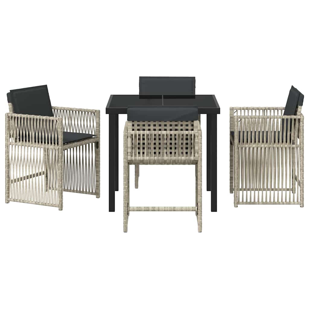vidaXL Salle à manger de jardin 5 pcs Gris clair Acier enduit de poudre