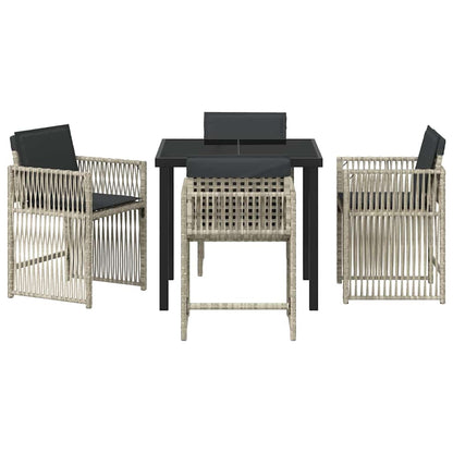 vidaXL Salle à manger de jardin 5 pcs Gris clair Acier enduit de poudre
