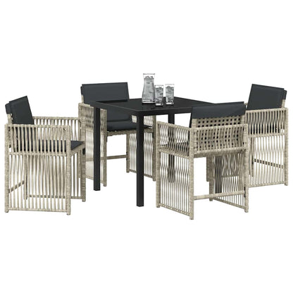 vidaXL Salle à manger de jardin 5 pcs Gris clair Acier enduit de poudre