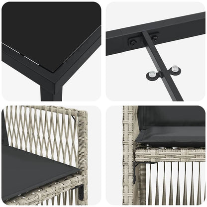 Garten Essgruppe 5 pcs Hellgrau Pulverbeschichteter Stahl