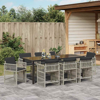 vidaXL Salon de jardin 9 pcs Gris clair Acier enduit de poudre