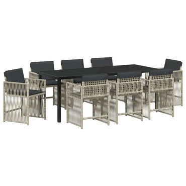 vidaXL Salon de jardin 9 pcs Gris clair Acier enduit de poudre