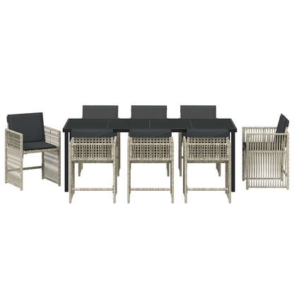 vidaXL Salon de jardin 9 pcs Gris clair Acier enduit de poudre