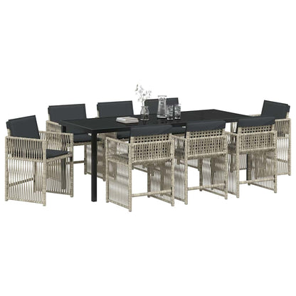 vidaXL Salon de jardin 9 pcs Gris clair Acier enduit de poudre