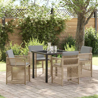 vidaXL Salon de jardin à dîner 5 pcs Acier enduit de poudre Beige