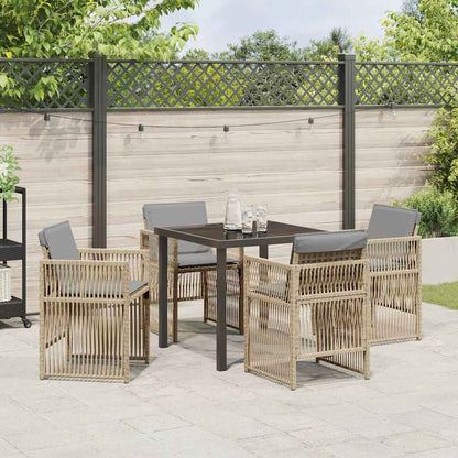 vidaXL Salon de jardin à dîner 5 pcs Acier enduit de poudre Beige