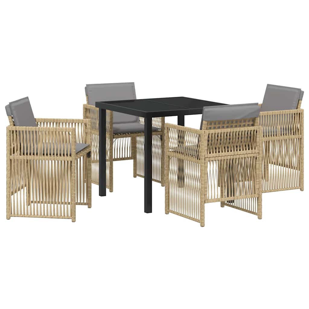 vidaXL Salon de jardin à dîner 5 pcs Acier enduit de poudre Beige