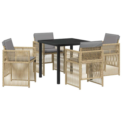 vidaXL Salon de jardin à dîner 5 pcs Acier enduit de poudre Beige