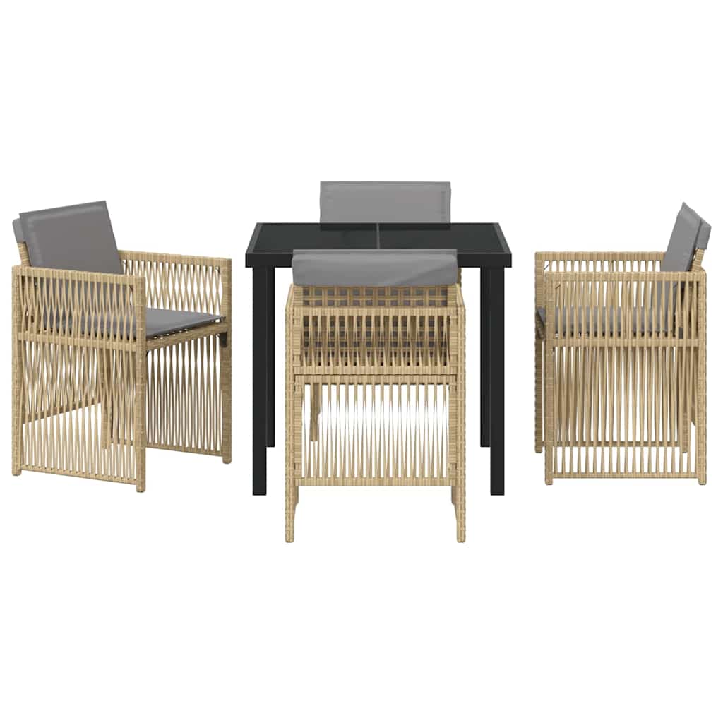vidaXL Salon de jardin à dîner 5 pcs Acier enduit de poudre Beige