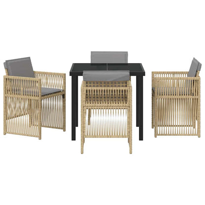 vidaXL Salon de jardin à dîner 5 pcs Acier enduit de poudre Beige