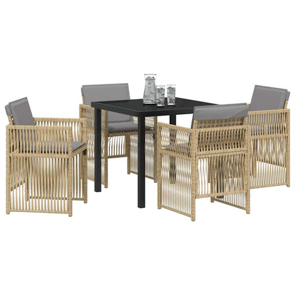 vidaXL Salon de jardin à dîner 5 pcs Acier enduit de poudre Beige