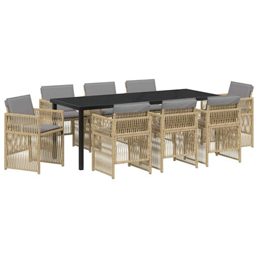 vidaXL Ensemble repas de jardin 9 pcs Acier enduit de poudre beige