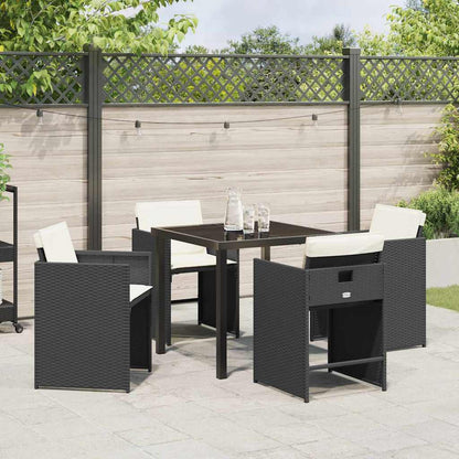 vidaXL Ensemble repas de jardin 5 pcs résine tressée noir