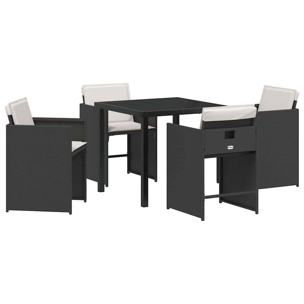 vidaXL Ensemble repas de jardin 5 pcs résine tressée noir