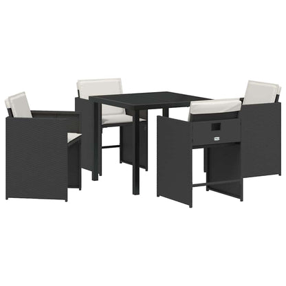 vidaXL Ensemble repas de jardin 5 pcs résine tressée noir
