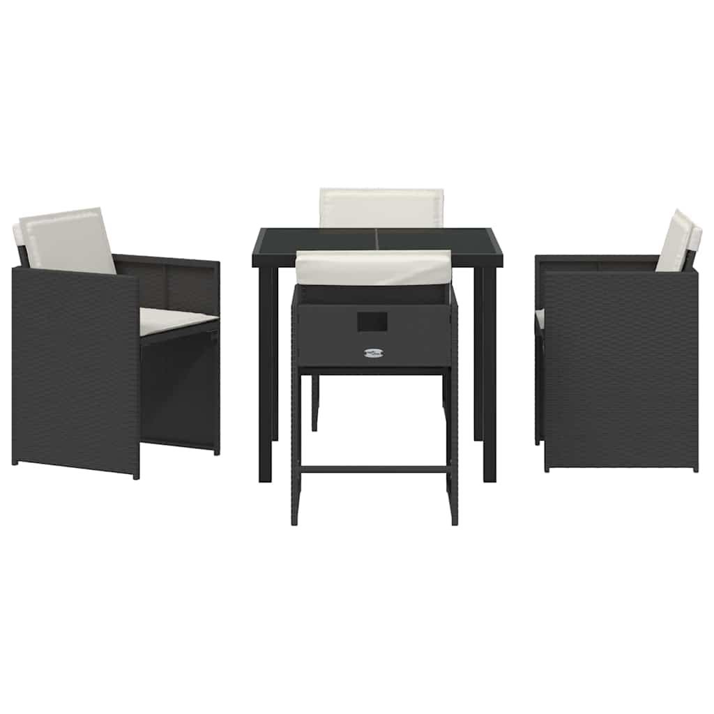 vidaXL Ensemble repas de jardin 5 pcs résine tressée noir