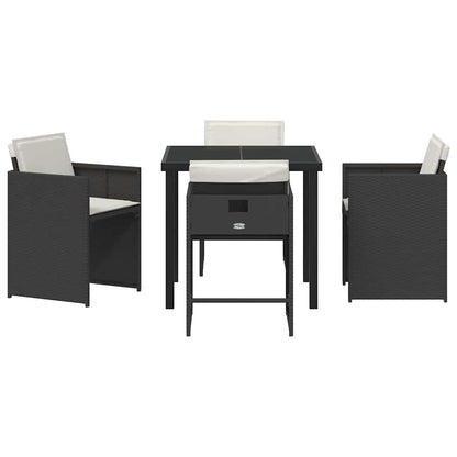 vidaXL Ensemble repas de jardin 5 pcs résine tressée noir