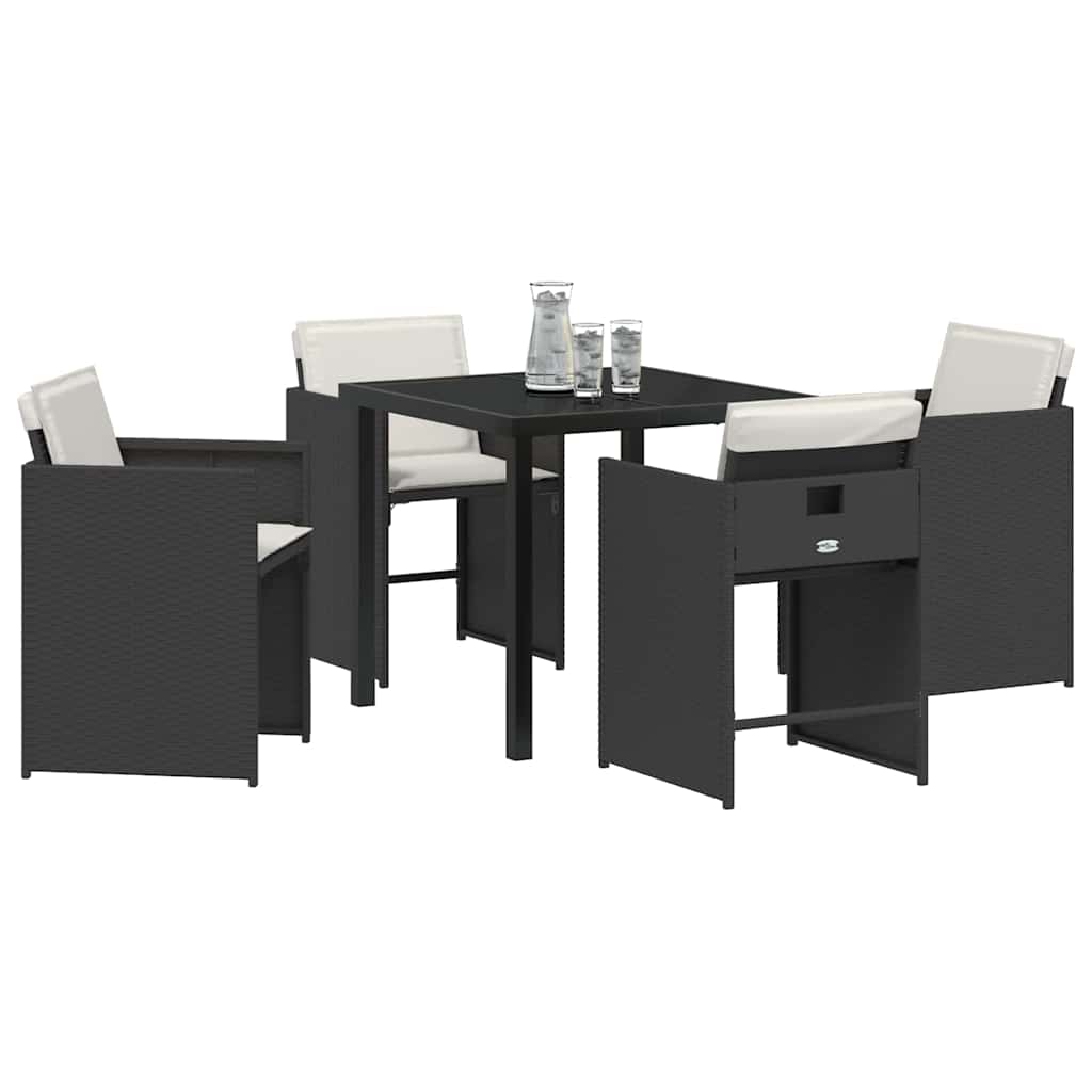 vidaXL Ensemble repas de jardin 5 pcs résine tressée noir