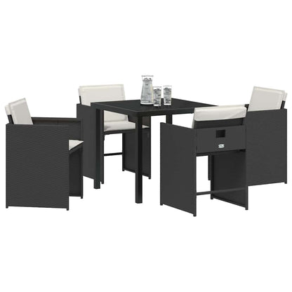vidaXL Ensemble repas de jardin 5 pcs résine tressée noir