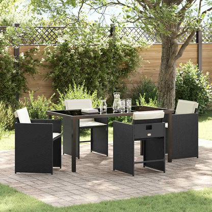 vidaXL Ensemble repas de jardin 5 pcs résine tressée noir