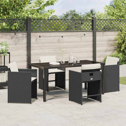vidaXL Ensemble repas de jardin 5 pcs résine tressée noir