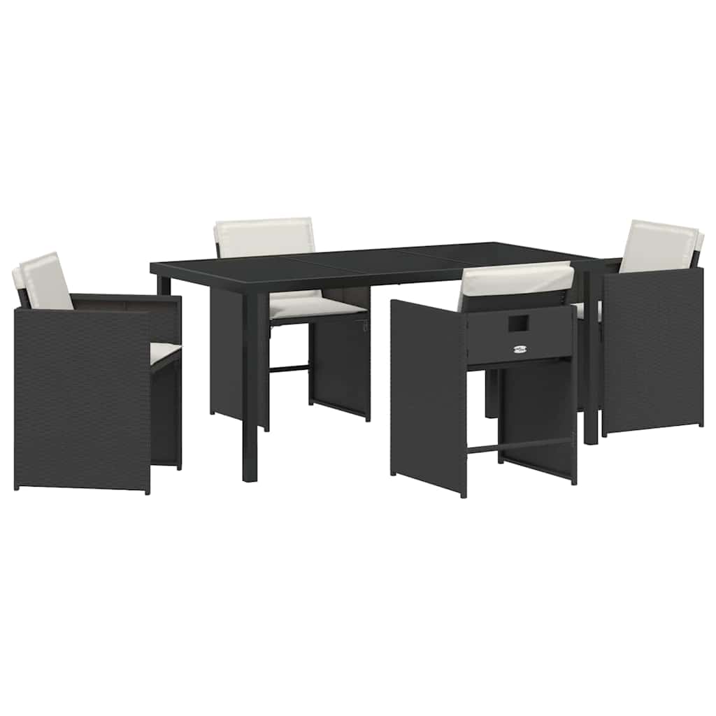 vidaXL Ensemble repas de jardin 5 pcs résine tressée noir