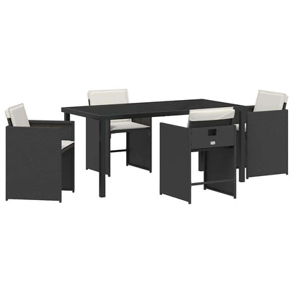 vidaXL Ensemble repas de jardin 5 pcs résine tressée noir
