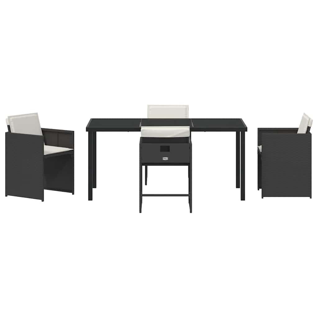 vidaXL Ensemble repas de jardin 5 pcs résine tressée noir