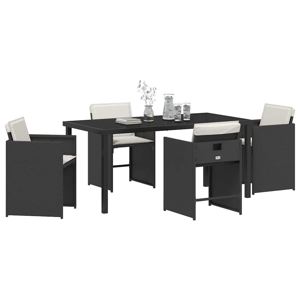 vidaXL Ensemble repas de jardin 5 pcs résine tressée noir