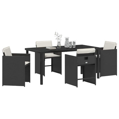 vidaXL Ensemble repas de jardin 5 pcs résine tressée noir