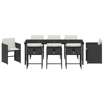 vidaXL Garten Essgruppe 9 pcs Schwarz Poly-Rattan