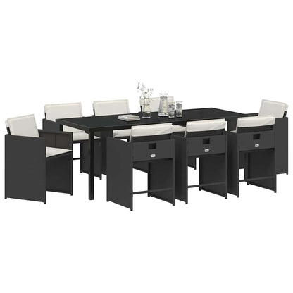 vidaXL Garten Essgruppe 9 pcs Schwarz Poly-Rattan