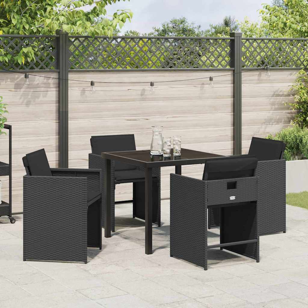 vidaXL Ensemble repas de jardin 5 pcs résine tressée noir