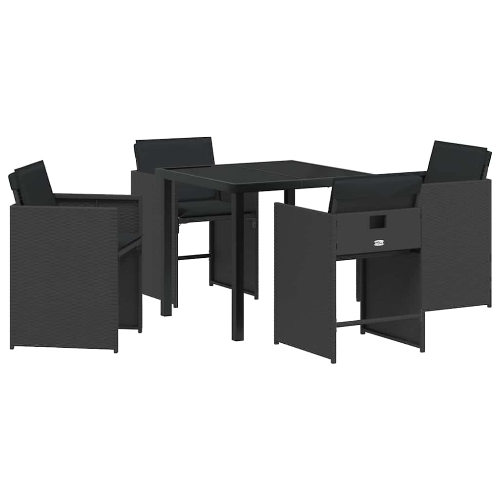 vidaXL Ensemble repas de jardin 5 pcs résine tressée noir