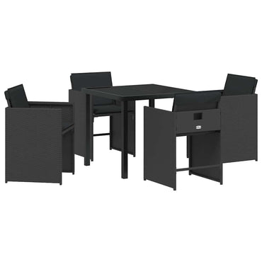 vidaXL Ensemble repas de jardin 5 pcs résine tressée noir
