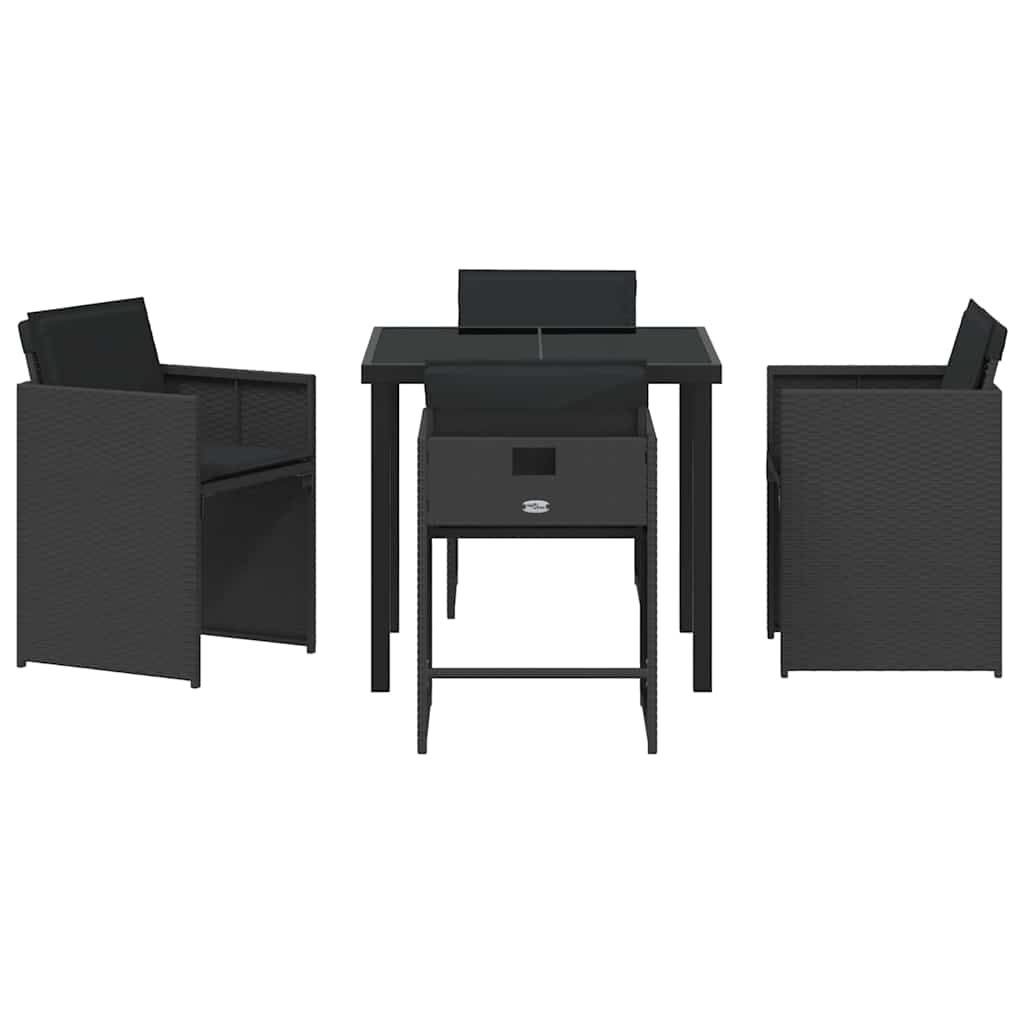 vidaXL Ensemble repas de jardin 5 pcs résine tressée noir