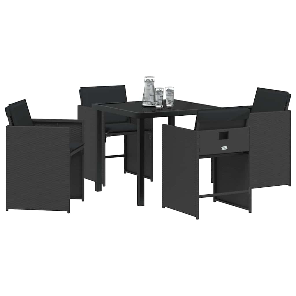 vidaXL Ensemble repas de jardin 5 pcs résine tressée noir