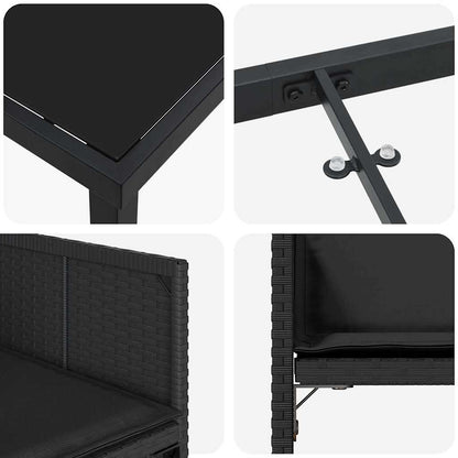 vidaXL Ensemble repas de jardin 5 pcs résine tressée noir
