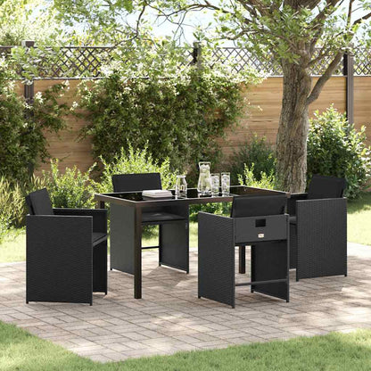 vidaXL Ensemble repas de jardin 5 pcs résine tressée noir