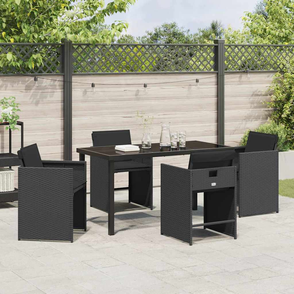 vidaXL Ensemble repas de jardin 5 pcs résine tressée noir