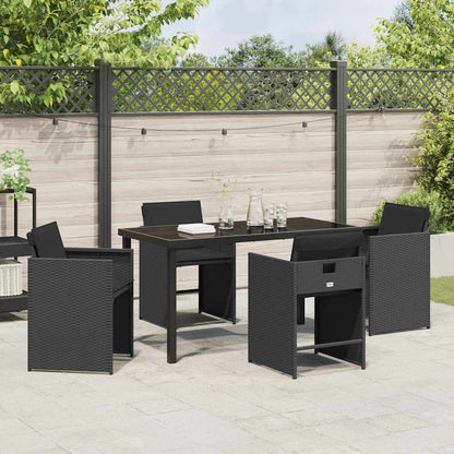 vidaXL Ensemble repas de jardin 5 pcs résine tressée noir