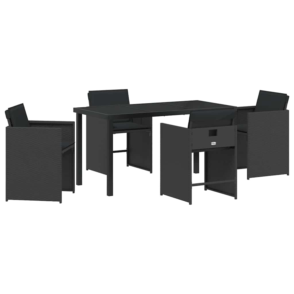 vidaXL Ensemble repas de jardin 5 pcs résine tressée noir