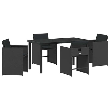 vidaXL Ensemble repas de jardin 5 pcs résine tressée noir