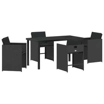 vidaXL Ensemble repas de jardin 5 pcs résine tressée noir