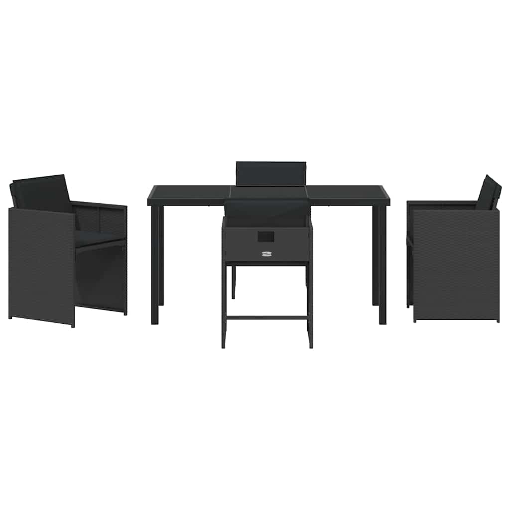 vidaXL Ensemble repas de jardin 5 pcs résine tressée noir
